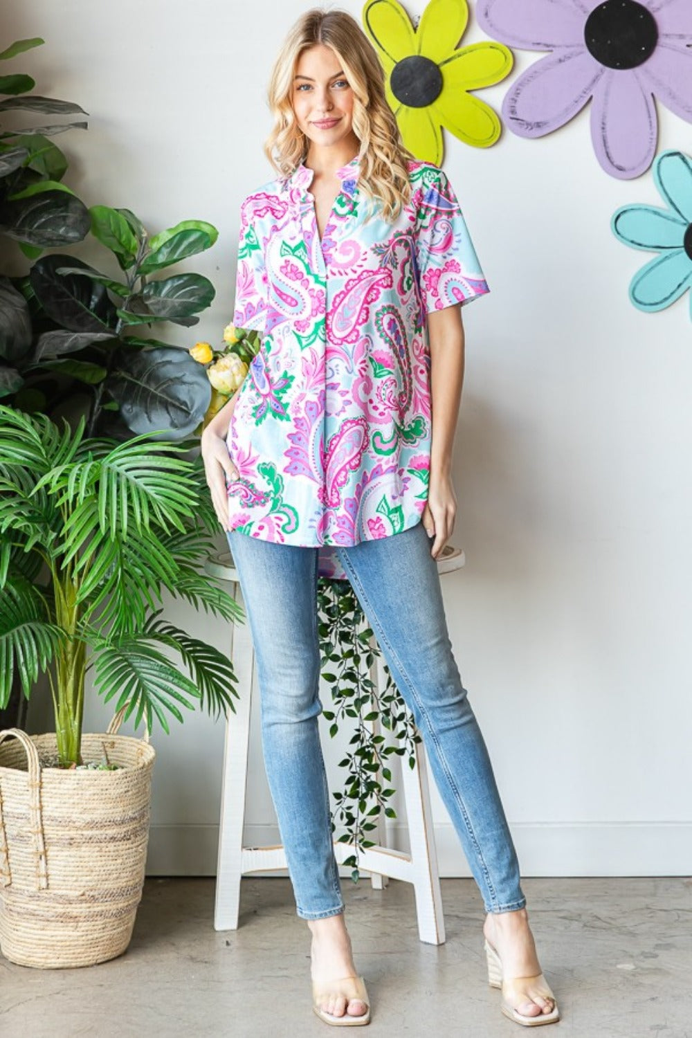 Heimish Full Size Paisley Print Short Sleeve Top Apparel/Tops Heimish Ship from USA TikTok Tops Trendsi USPS Walmart Walmart Apparel Trendsi https://www.cyberehub.com