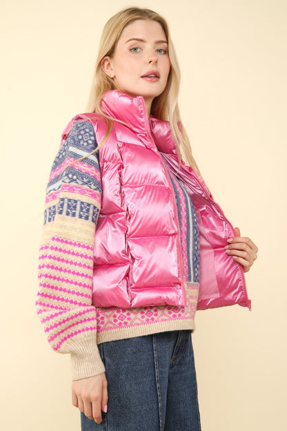 VERY J Shiny Metallic Zip Up Puffer Vest Shirt Apparel Clothing Tops Ship from USA Shirts USA VERY J Women Trendsi https://www.cyberehub.com