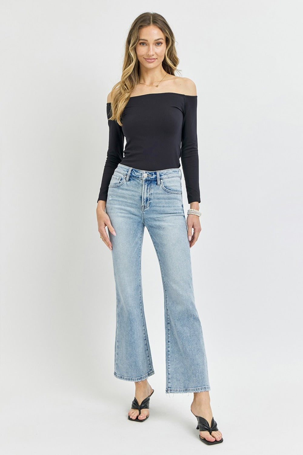 RISEN Full Size High Rise Ankle Flare Jeans Bottoms Bottoms Clothing RISEN Ship from USA Women Trendsi https://www.cyberehub.com