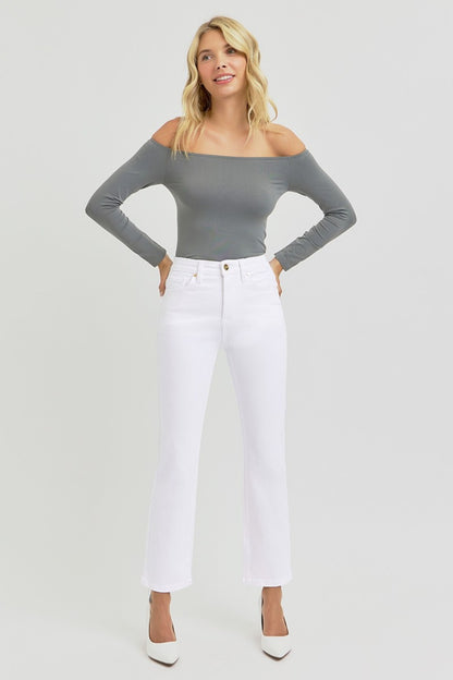 RISEN Full Size Tummy Control Elastic Band High Rise Crop Straight Jeans Bottoms Bottoms Clothing Pants RISEN Ship from USA Women Trendsi https://www.cyberehub.com