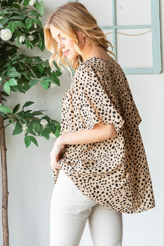 Heimish Full Size Animal Print Flutter Sleeve Blouse Apparel/Tops Heimish Ship from USA TikTok Tops Trendsi USPS Walmart Walmart Apparel Trendsi https://www.cyberehub.com