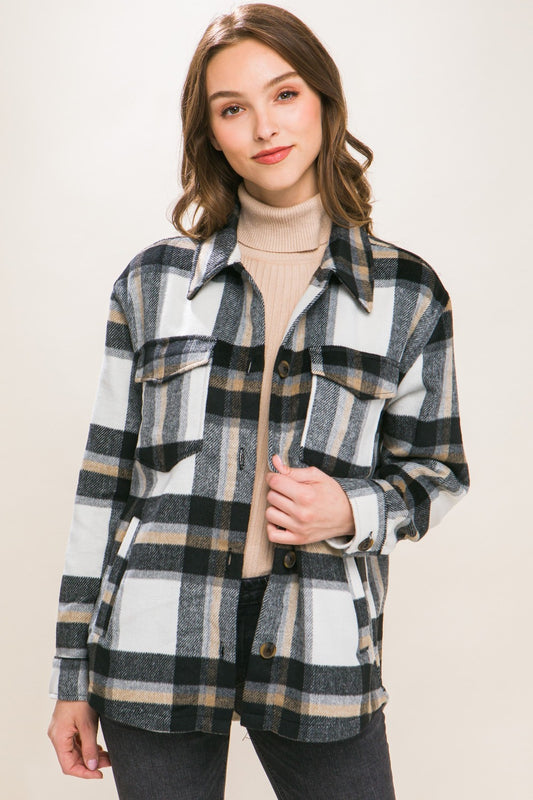Love Tree Plaid Button Up Shacket Black Tops/Jackets/Sweaters Clothing Tops LOVE TREE Ship from USA TikTok Trendsi USPS Walmart Trendsi https://www.cyberehub.com