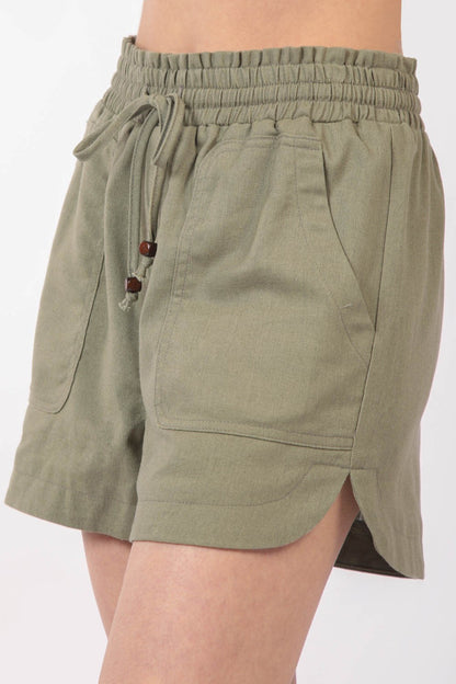 VERY J Drawstring Elastic Waist Linen Shorts Bottoms Bottoms Clothing Pants Ship from USA VERY J Women Trendsi https://www.cyberehub.com