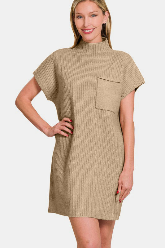 Zenana Short Sleeve Sweater Mini Dress Camel Apparel Apparel Ship from USA TikTok Trendsi Zenana Trendsi https://www.cyberehub.com