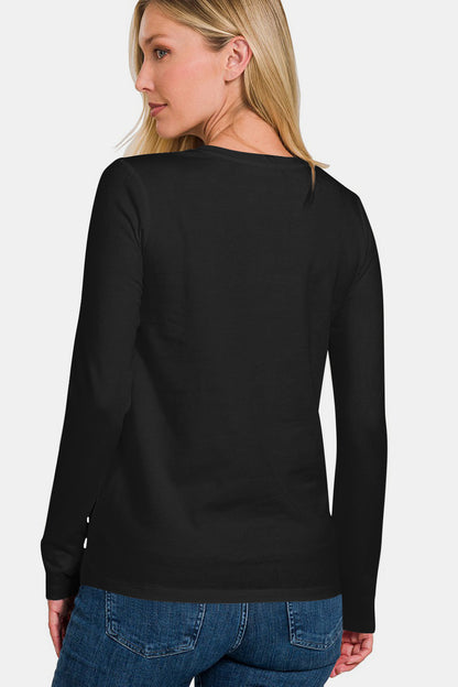 Zenana Full Size Solid Color Round Neck Long Sleeve T-Shirt Apparel/Tops Ship from USA TikTok Tops Trendsi USPS Walmart Walmart Apparel Zenana Trendsi https://www.cyberehub.com