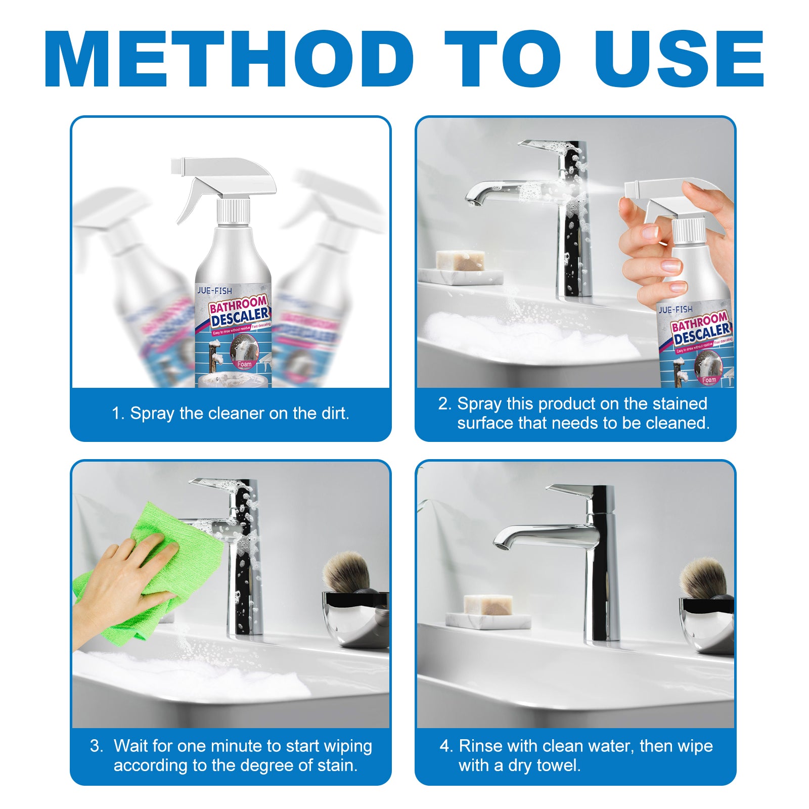 Jue-Fish Bathroom Sink Stainless Steel Cleaner Shower Room Glass Scale Decontaminating Cleaner Bathtub Home Eprolo https://www.cyberehub.com