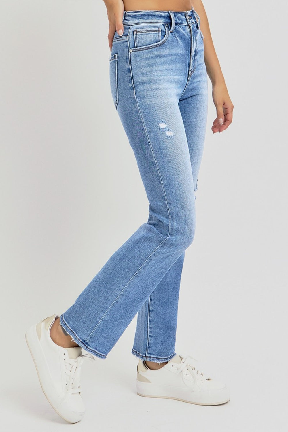RISEN Full Size Distressed High-Rise Ankle Straight Jeans Bottoms Bottoms Clothing RISEN Ship from USA Women Trendsi https://www.cyberehub.com