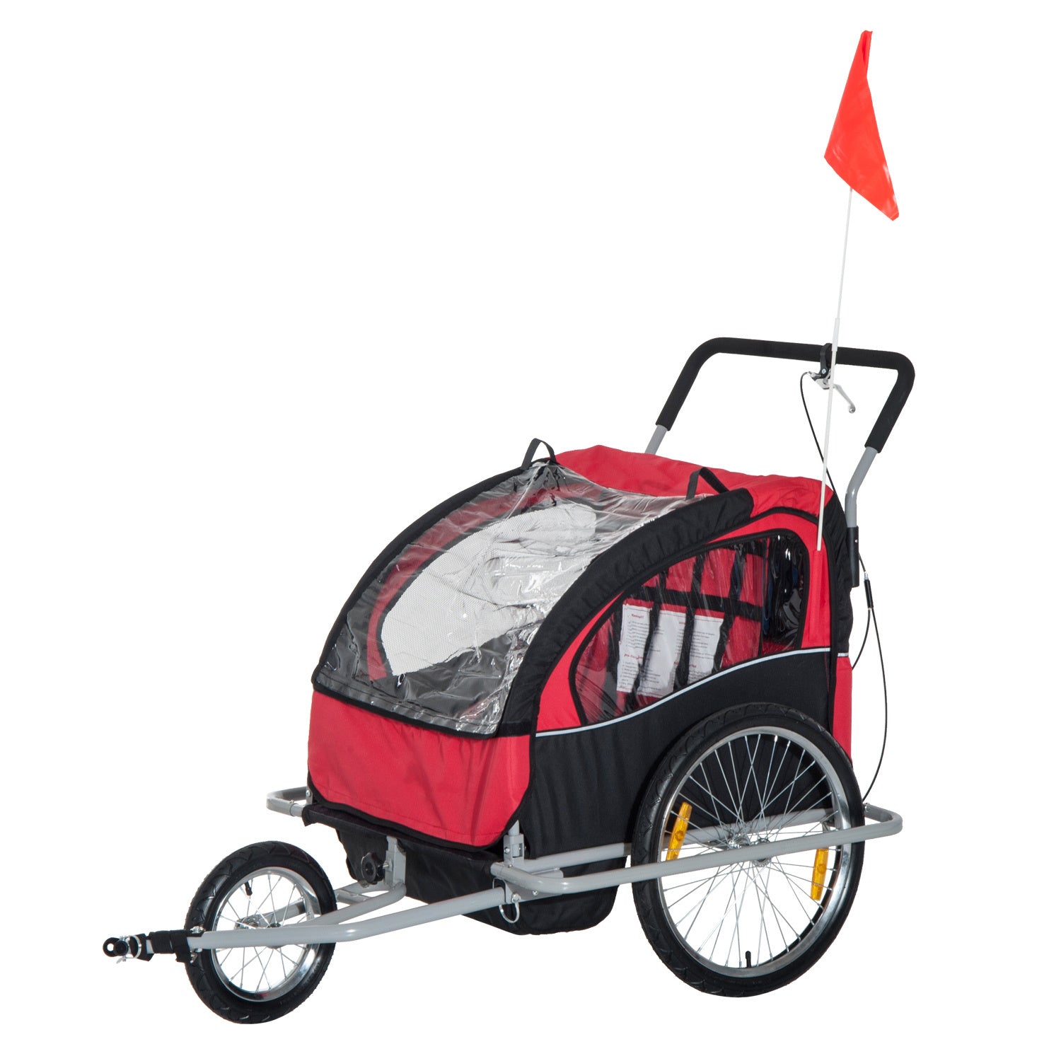 Aosom Elite Three-Wheel Bike Trailer for Kids Bicycle Cart for Two Children with 2 Security Harnesses & Storage, Red Car Giga GNJ Toys Walmart Giga https://www.cyberehub.com
