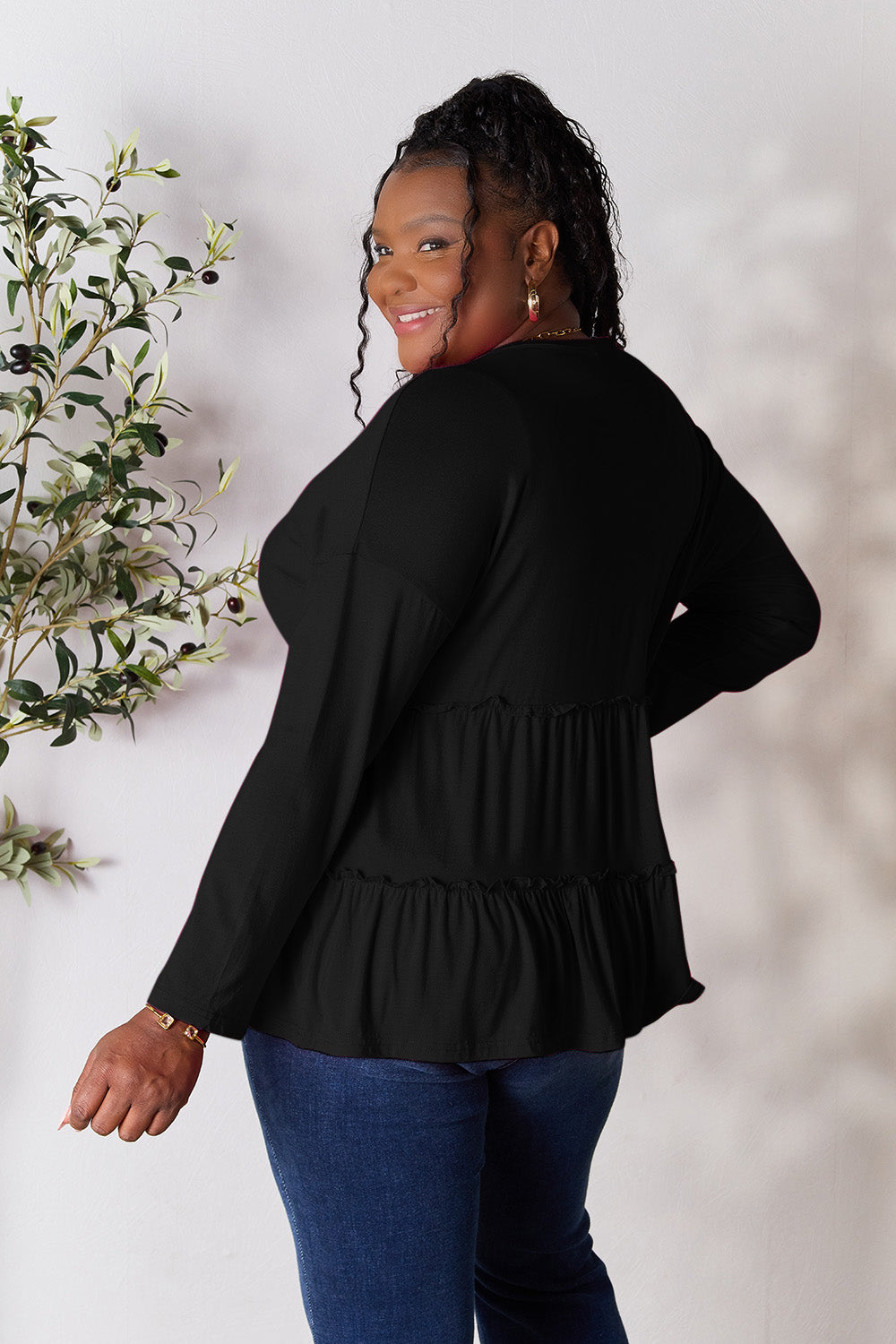 Double Take Half Button Long Sleeve Ruffle Hem Blouse Apparel/Tops Double Take Ship from USA TikTok Tops Trendsi USPS Walmart Walmart Apparel Trendsi https://www.cyberehub.com