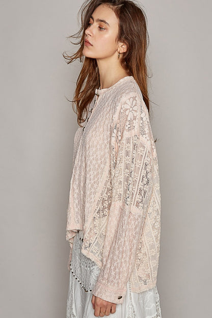 POL Round Neck Long Sleeve Raw Edge Lace Top Apparel/Tops POL Ship from USA TikTok Tops Trendsi USPS Walmart Walmart Apparel Trendsi https://www.cyberehub.com