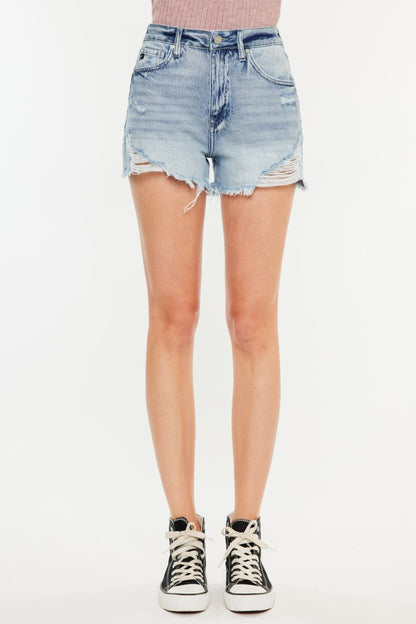 Kancan Distressed High Waist Denim Shorts with Pockets Bottoms Bottoms Clothing Kancan Ship from USA Women Trendsi https://www.cyberehub.com