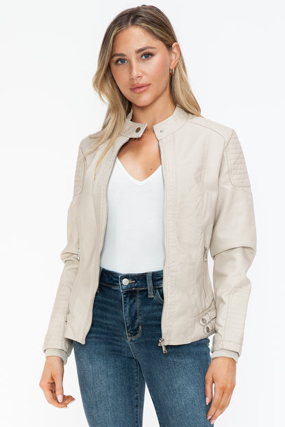 Snobbish Faux Leather Biker Jacket with Side Zip Pockets Tops/Jackets/Sweaters Clothing Tops Ship from USA Snobbish TikTok Trendsi USPS Walmart Trendsi https://www.cyberehub.com