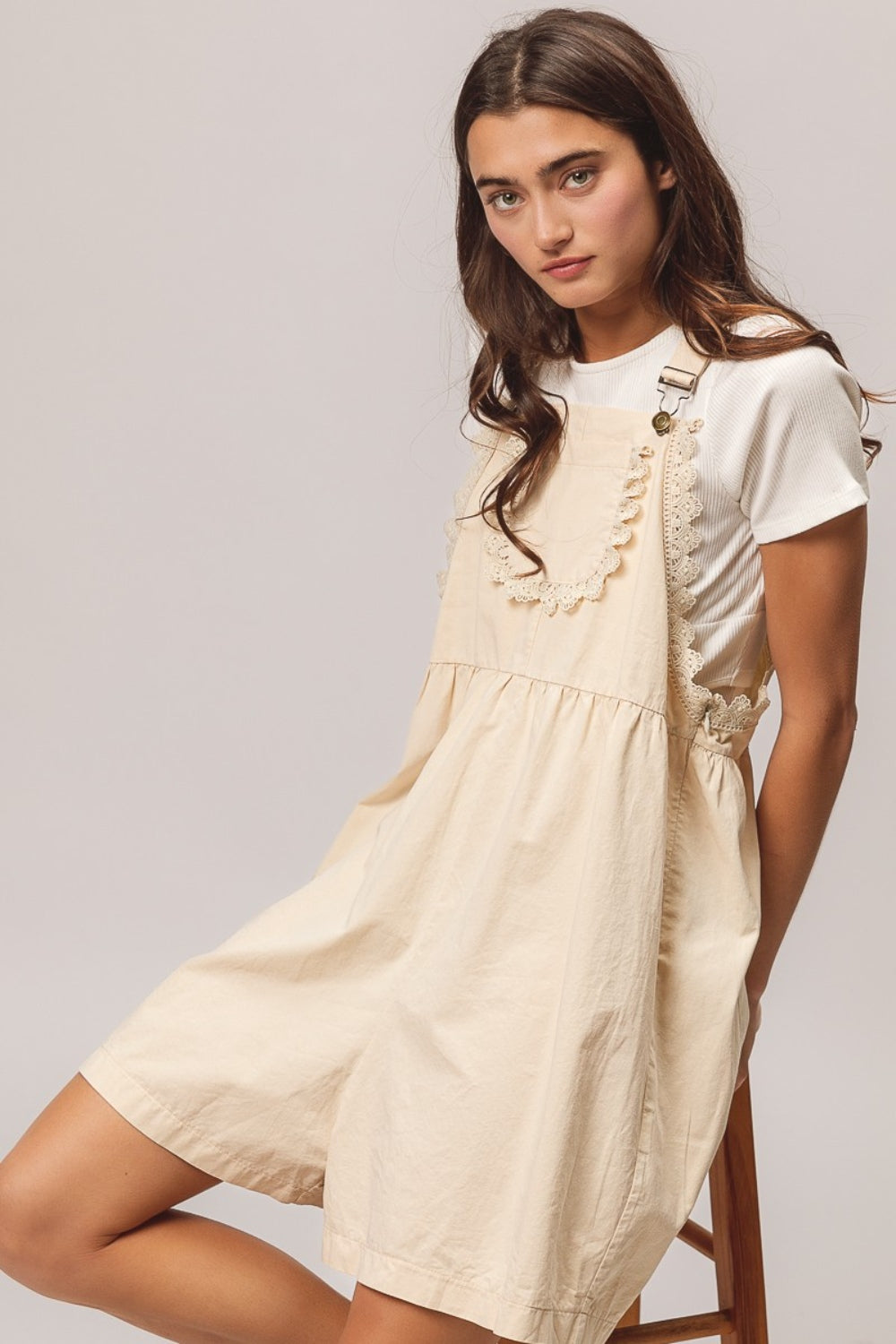 BiBi Back Patch Pocket Lace Trim Rompers Oatmeal Tops/Jackets/Sweaters BiBi Clothing Tops Memorial Day Sale Ship from USA TikTok Trendsi USPS Walmart Trendsi https://www.cyberehub.com