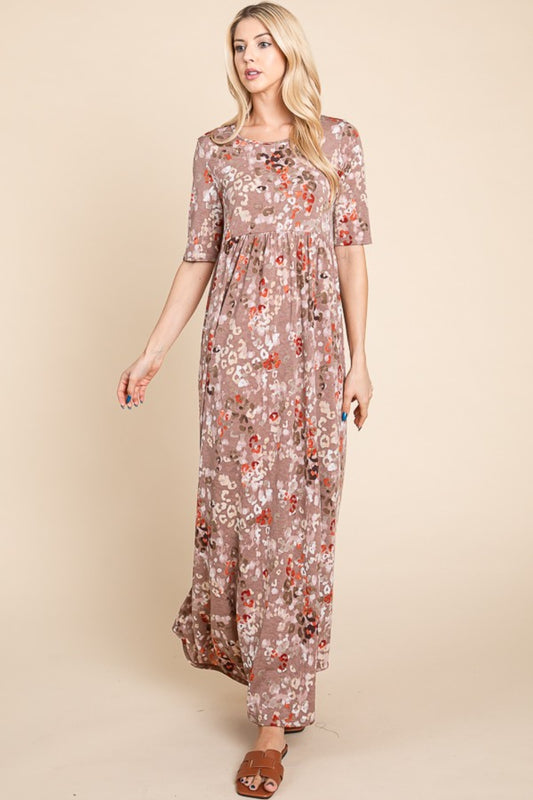 BOMBOM Printed Shirred Maxi Dress Mocha Apparel/Dress BOMBOM Dress Memorial Day Sale Ship from USA TikTok Trendsi USPS Walmart Walmart Apparel Trendsi https://www.cyberehub.com