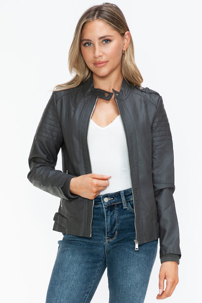 Snobbish PU Leather Biker Jacket with Side Zip Pockets Apparel Featured Ship from USA Snobbish Tiktok Trendsi USA USPS Walmart Trendsi https://www.cyberehub.com