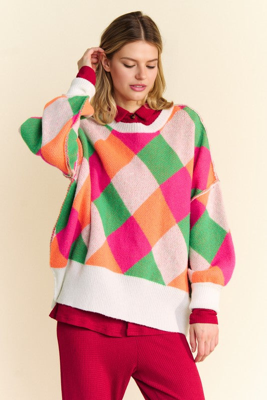Davi & Dani Exposed Seam Color Block Dropped Shoulder Sweater Tops/Jackets/Sweaters Clothing Tops Davi & Dani Ship from USA TikTok Trendsi USPS Walmart Trendsi https://www.cyberehub.com