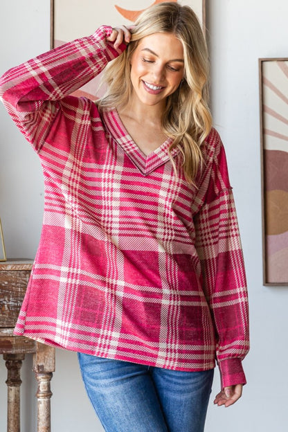 Heimish Plaid Drop Shoulder V-Neck T-Shirt Tops/Jackets/Sweaters Clothing Tops Heimish Ship from USA TikTok Trendsi USPS Walmart Trendsi https://www.cyberehub.com