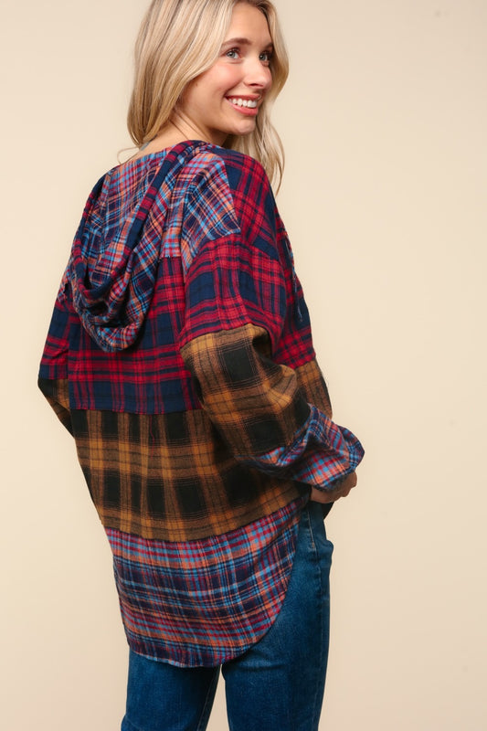 Haptics Plaid Edge Cut Detail Hooded Top Tops/Jackets/Sweaters Clothing Tops Haptics Ship from USA TikTok Trendsi USPS Walmart Trendsi https://www.cyberehub.com