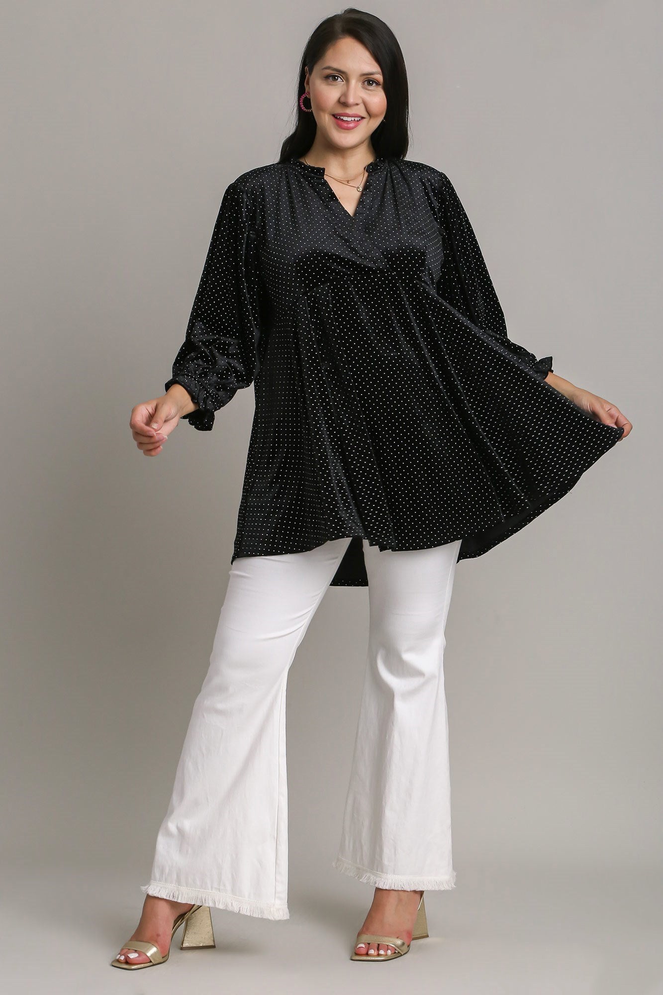 Umgee Full Size Beaded Frill Flounce Sleeve Velvet Babydoll Blouse Apparel Apparel Ship from USA TikTok Trendsi Umgee USA Trendsi https://www.cyberehub.com
