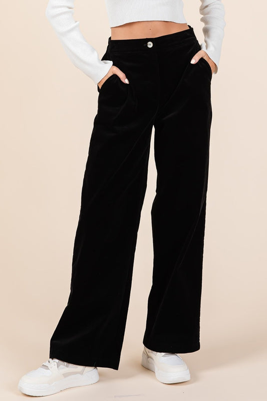 Mittoshop Corduroy Back Elastic Waist Pants Black Bottoms Bottoms Clothing Mittoshop Ship from USA Women Trendsi https://www.cyberehub.com