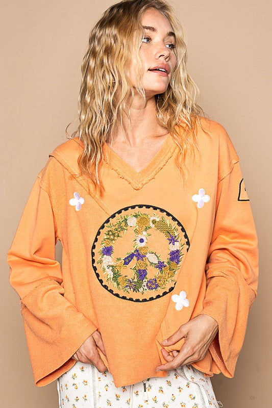POL Peace Embroidered Exposed Seam Back Ruffle V-Neck Top Apparel Apparel POL Ship from USA TikTok Trendsi Trendsi https://www.cyberehub.com