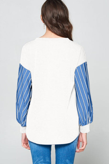 Super Lady Full Size French Terry Striped Long Sleeve Top Apparel/Tops Ship from USA Super Lady TikTok Tops Trendsi USPS Walmart Walmart Apparel Trendsi https://www.cyberehub.com