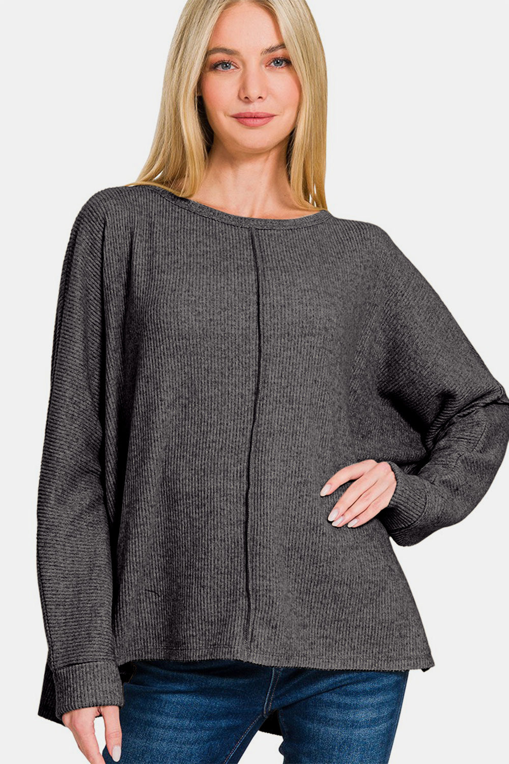 Zenana High-Low Side Slit Round Neck T-Shirt Apparel/Tops Ship from USA TikTok Tops Trendsi USPS Walmart Walmart Apparel Zenana Trendsi https://www.cyberehub.com