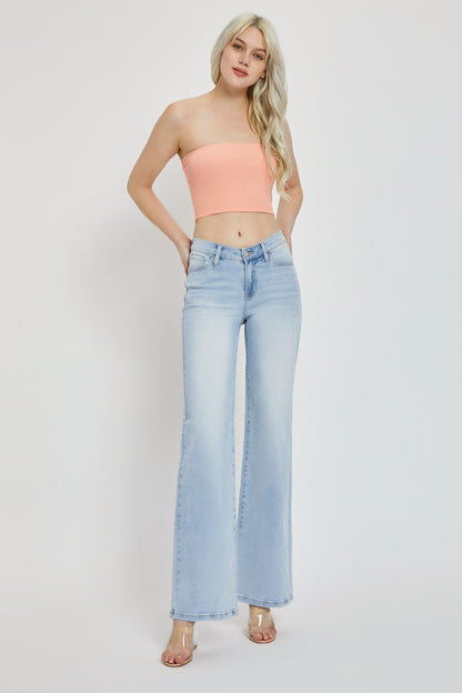 RISEN Full Size Wide Leg V Dipped Front Waist Jeans Bottoms Bottoms Clothing RISEN Ship from USA Women Trendsi https://www.cyberehub.com