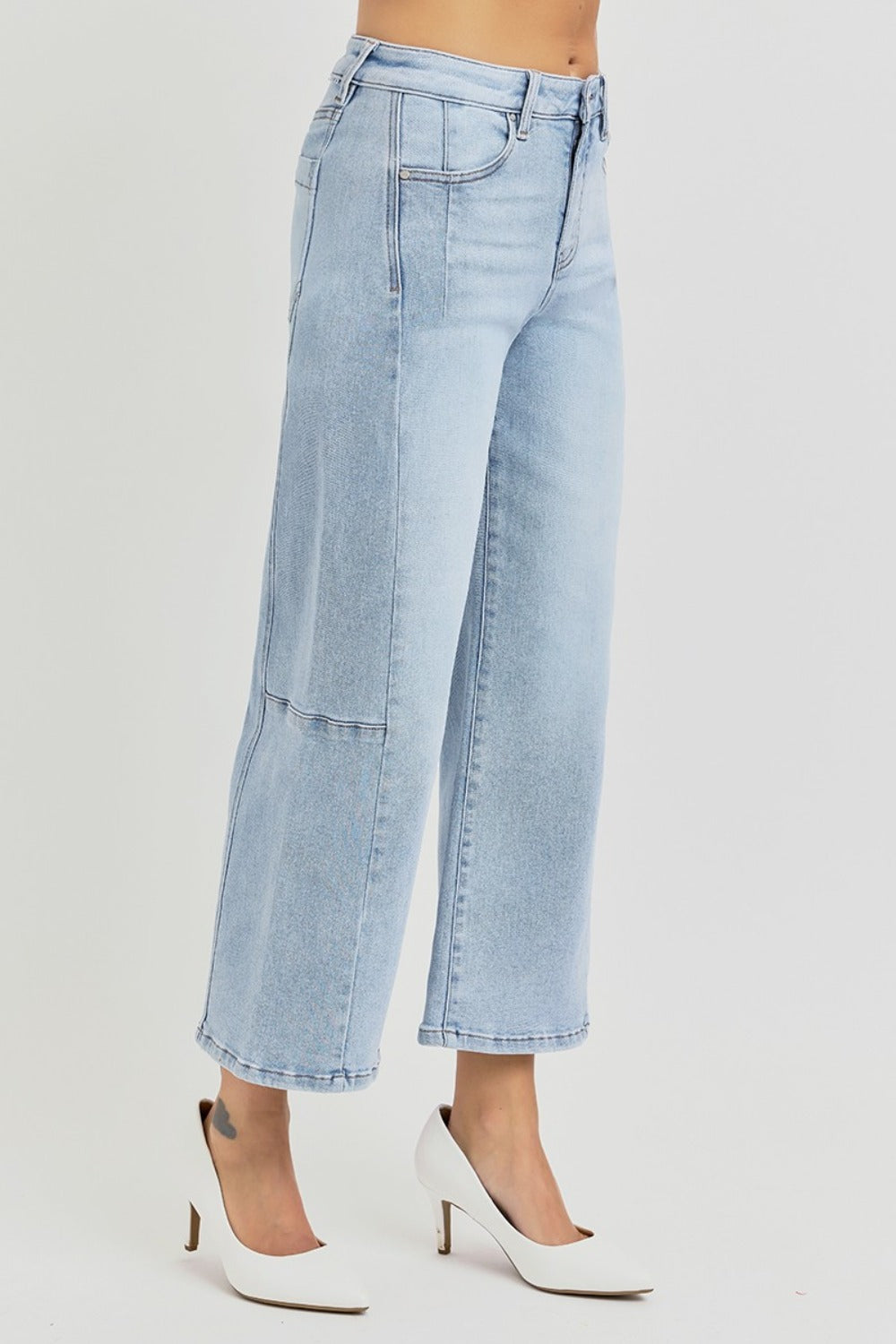 RISEN Full Size High Rise Seamed Detail Wide Leg Crop Jeans Bottoms Bottoms Clothing RISEN Ship from USA Women Trendsi https://www.cyberehub.com