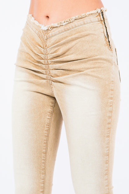 American Bazi V-Cut Ruched Flare Pants Bottoms American Bazi Bottoms Clothing Ship from USA Women Trendsi https://www.cyberehub.com