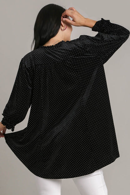Umgee Full Size Beaded Frill Flounce Sleeve Velvet Babydoll Blouse Apparel Apparel Ship from USA TikTok Trendsi Umgee USA Trendsi https://www.cyberehub.com