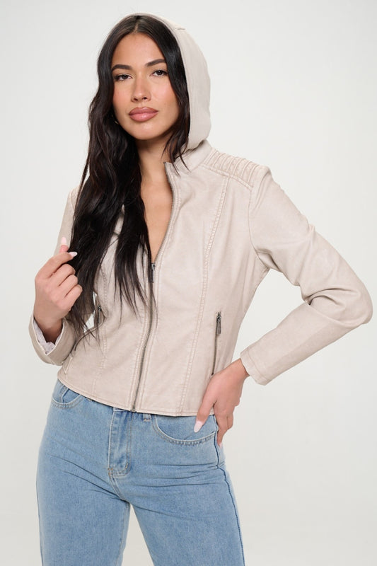 Coalition LA Zip Up Hooded Jacket Cream Shirt Apparel Clothing Tops Coalition LA Ship from USA Shirts USA Women Trendsi https://www.cyberehub.com