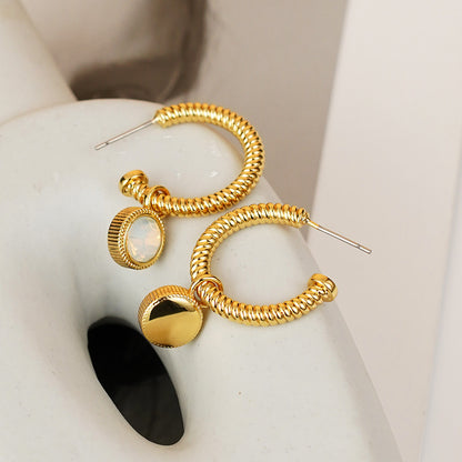 Rope Cat's Eye Stone C-Hoop Earrings Hoop Earrings Earring H.C Jewelry Ship from USA Walmart Trendsi https://www.cyberehub.com