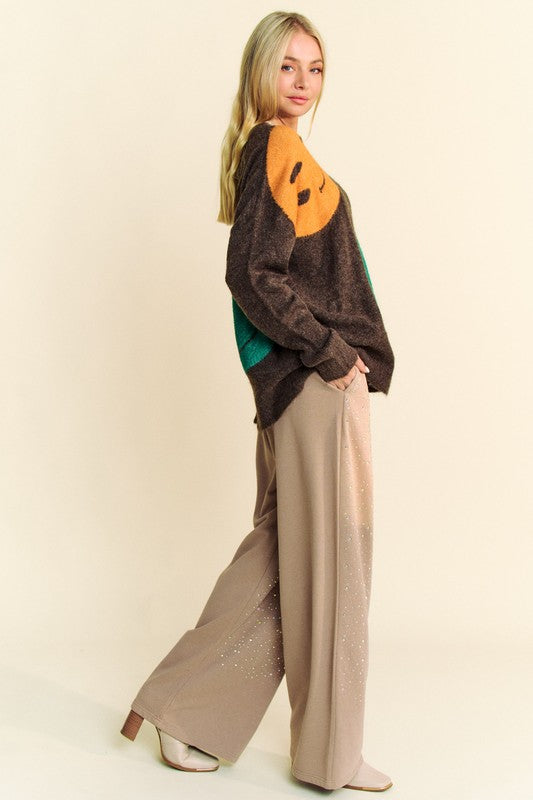 Davi & Dani Contrast Smile Round Neck Oversize Sweater Tops/Jackets/Sweaters Clothing Tops Davi & Dani Ship from USA TikTok Trendsi USPS Walmart Trendsi https://www.cyberehub.com