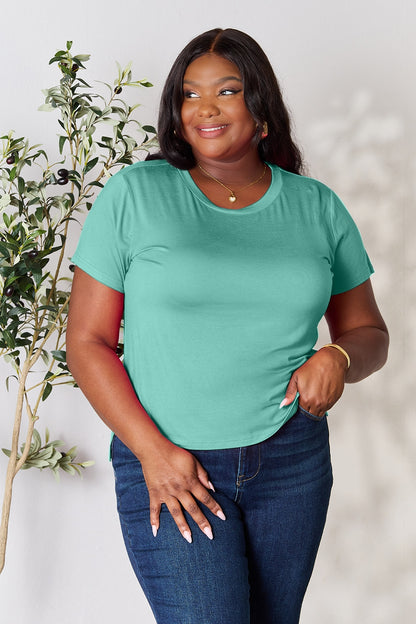 Basic Bae Full Size Round Neck Short Sleeve T-Shirt Apparel/Tops Basic Bae Ship from USA TikTok Tops Trendsi USPS Walmart Walmart Apparel Trendsi https://www.cyberehub.com