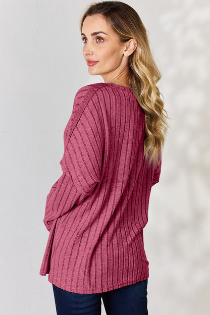 Basic Bae Full Size Ribbed Half Button Long Sleeve T-Shirt Apparel/Tops Basic Bae Ship from USA TikTok Tops Trendsi USPS Walmart Walmart Apparel Trendsi https://www.cyberehub.com