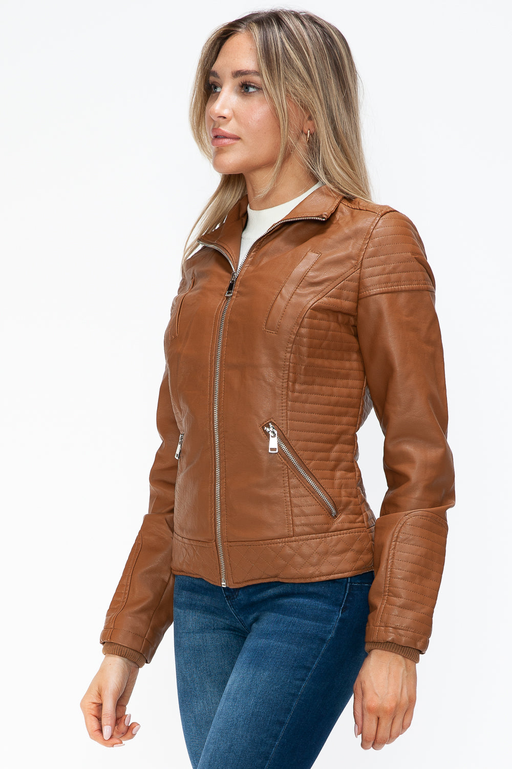 YMI Faux Layered Double-Zipper Jacket with Fuzzy Hood Tops/Jackets/Sweaters Clothing Tops Ship from USA TikTok Trendsi USPS Walmart YMI outerwear Trendsi https://www.cyberehub.com