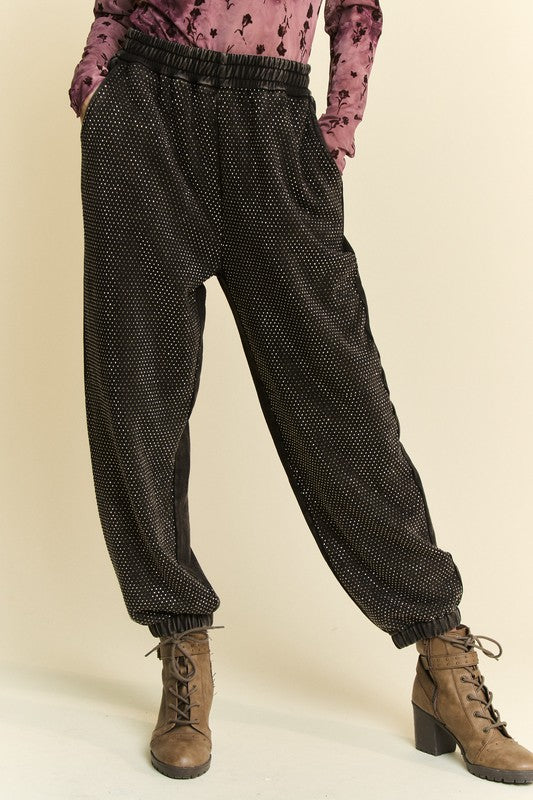 Davi & Dani Rhinestone Elastic Waist Joggers Black Apparel Apparel Davi & Dani Ship from USA TikTok Trendsi Trendsi https://www.cyberehub.com