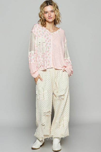 POL Floral Crochet Patch V-Neck Top Apparel Apparel POL Ship from USA TikTok Trendsi Trendsi https://www.cyberehub.com