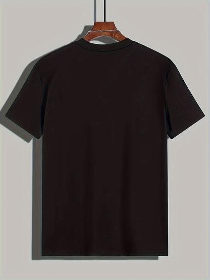 Men's Novel Letter Printed T-shirt, Polyester Blend, Casual Round Neck T-shirt, Machine Washed, Comfortable Regular Fit Apparel/Shirt/Graphic Shirt SNULLO https://www.cyberehub.com
