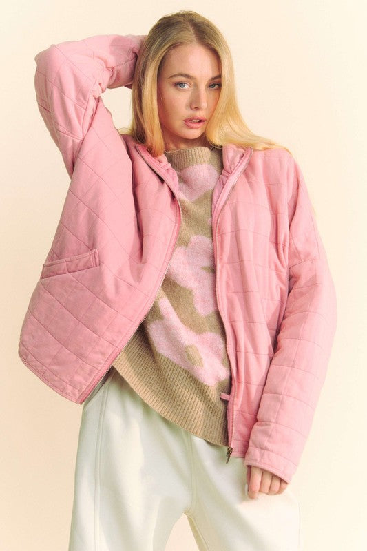 Davi & Dani Quilted Zip Up Dropped Shoulder Jacket Dusty Rose Apparel Apparel Davi & Dani Ship from USA TikTok Trendsi Trendsi https://www.cyberehub.com