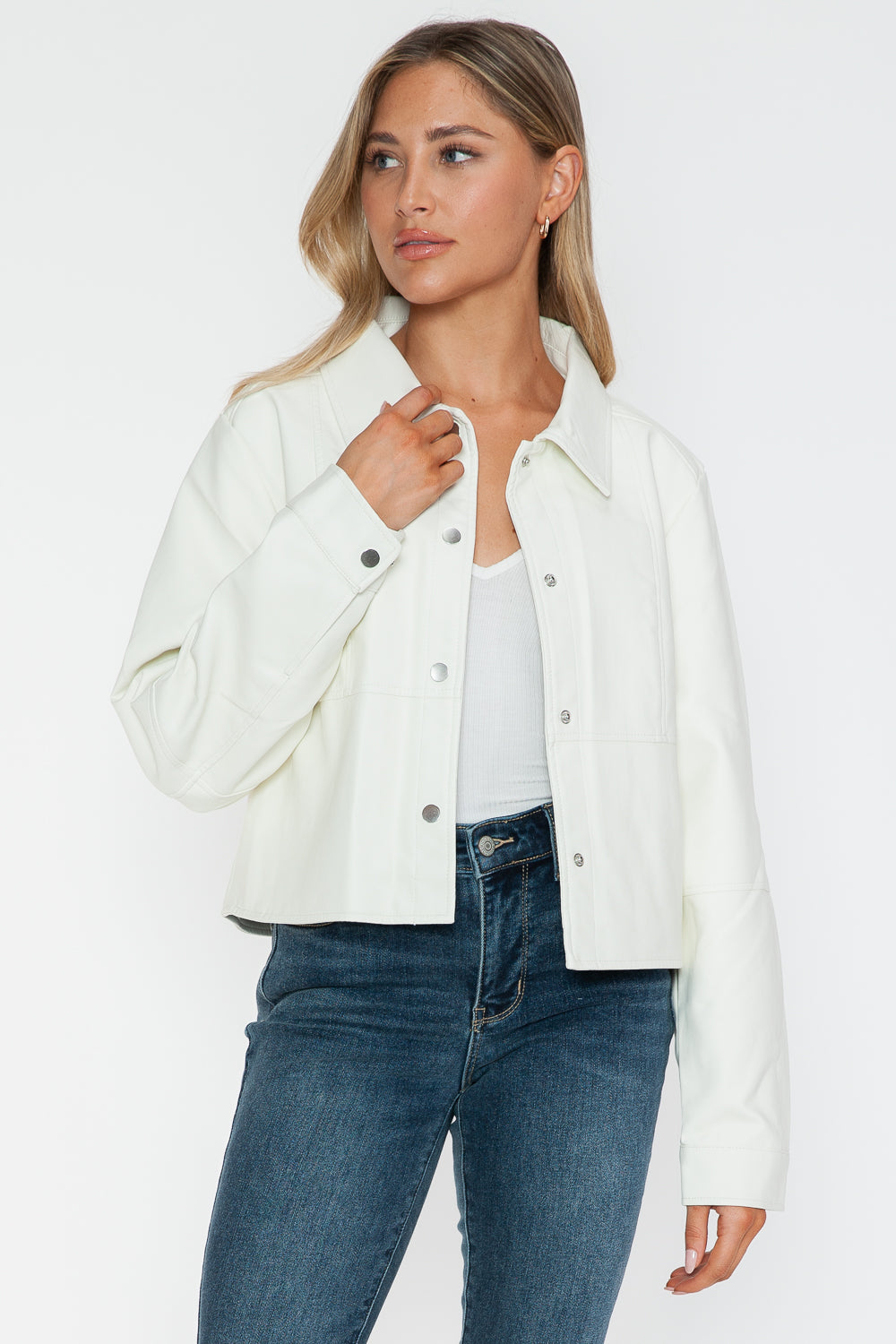 Snobbish Snap Down Long Sleeve PU Leather Jacket Tops/Jackets/Sweaters Clothing Tops Ship from USA Snobbish TikTok Trendsi USPS Walmart Trendsi https://www.cyberehub.com