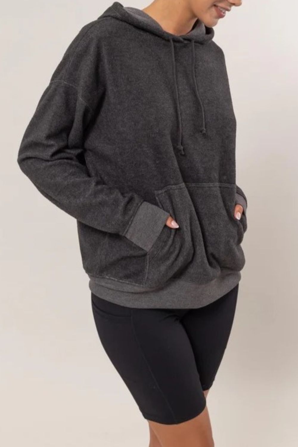 HYFVE Brushed Long Sleeve Hoodie with Kangaroo Pocket Apparel/Tops HYFVE Ship from USA TikTok Tops Trendsi USPS Walmart Walmart Apparel Trendsi https://www.cyberehub.com