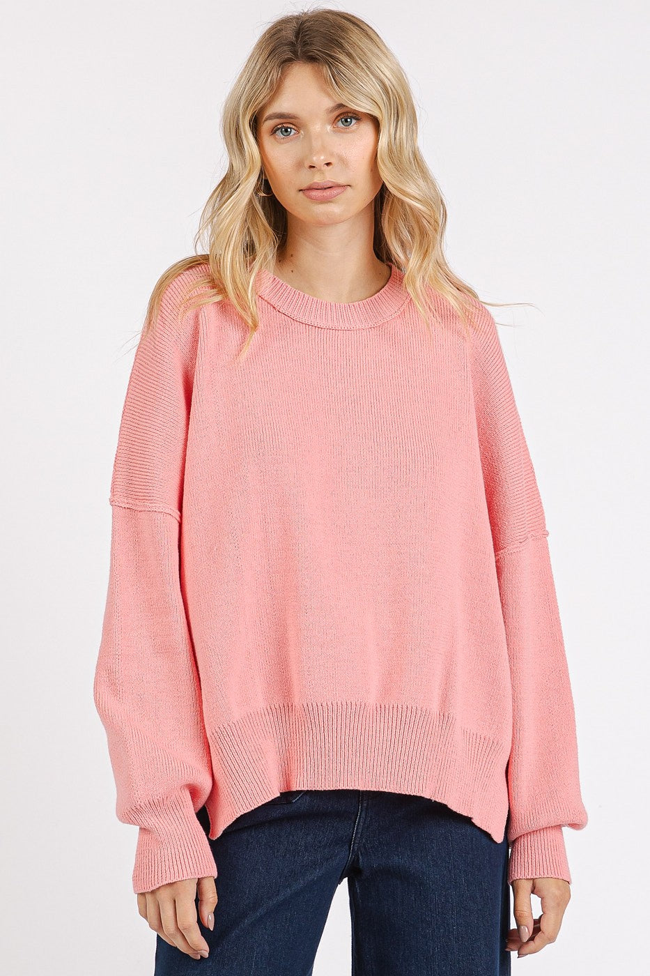 Mittoshop Side Slit Round Neck Drop Shoulder Sweater Pink Apparel Apparel Mittoshop Ship from USA TikTok Trendsi Trendsi https://www.cyberehub.com