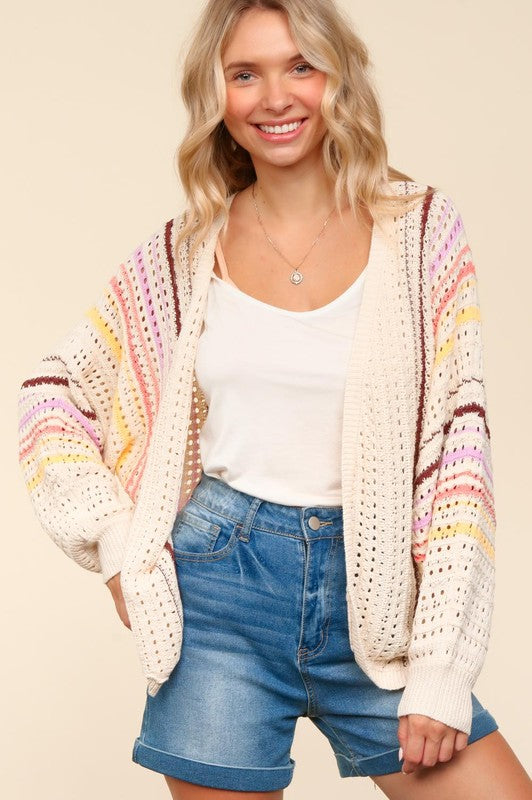 Haptics Full Size Striped Crochet Open Front Cardigan Apparel Apparel Haptics Ship from USA TikTok Trendsi Trendsi https://www.cyberehub.com