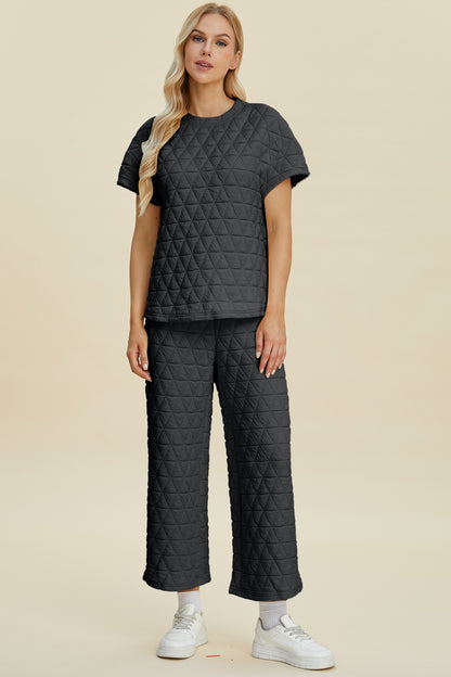 Double Take Full Size Texture Round Neck Short Sleeve Top and Pants Set Black Tops/Jackets/Sweaters Clothing Tops Double Take Ship from USA TikTok Trendsi USPS Walmart Trendsi https://www.cyberehub.com