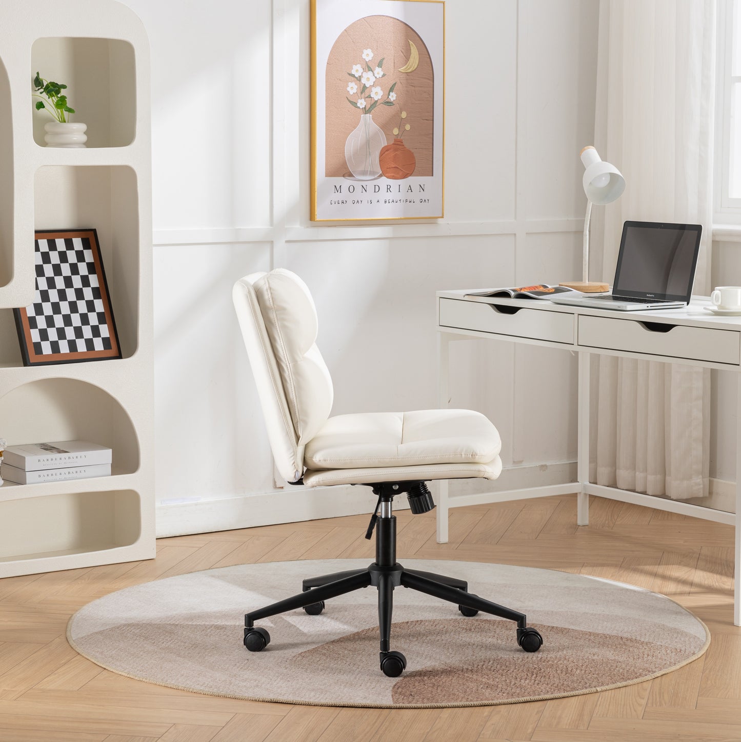 Bizerte Adjustable Swivel Criss-Cross Chair, Wide Seat/ Office Chair /Vanity Chair, White Furniture Giga GNJ Home Home & Garden Home Goods Walmart Giga https://www.cyberehub.com