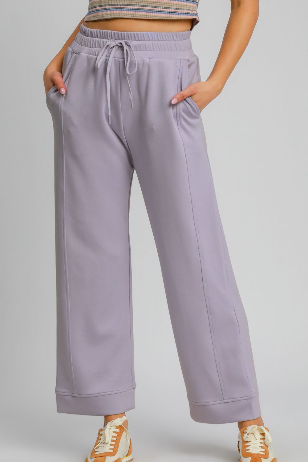 Umgee Drawstring Elastic Waist Wide Leg Pants LAVENDER Apparel Apparel Ship from USA TikTok Trendsi Umgee USA Trendsi https://www.cyberehub.com