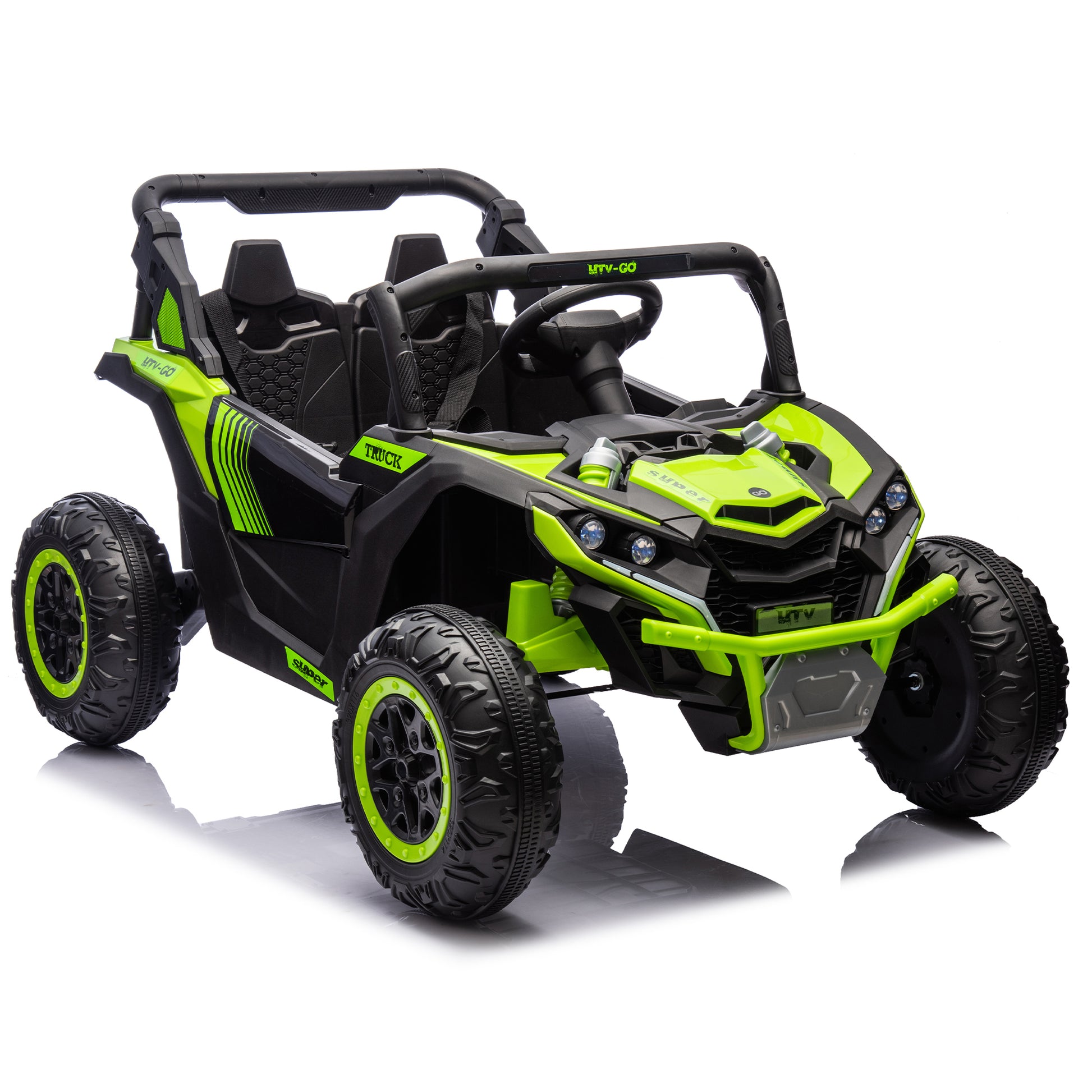 24V Two-Seater Kids Ride On UTV W/Parents Remote Control,Four-Wheel Suspension,Slow Start,Large wheel design,Anti-collision bar,Storage space,Music,USB,Bluetooth,Volume control,LED lights for Kids 3+. Giga Kids Toys Giga https://www.cyberehub.com