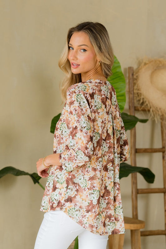 Sew In Love Full Size Wrinkle-Free Floral Notched Top Tops/Jackets/Sweaters Clothing Tops Sew In Love Ship from USA TikTok Trendsi USPS Walmart Trendsi https://www.cyberehub.com